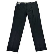 Haggar Mens Premium Iron Free Straight Fit Stretch Dress Pants Black 36x32 picture