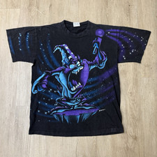 Vtg 1995 Looney Tunes Tasmanian Devil Wizard Tee Black Sz M/L picture