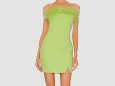 $268 Likely Women's Green Feather-Neck Convertible Cocktail Size 6 picture