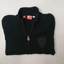 PUMA Sweater Mens L Black Full Zip Ferrari Scuderia Shield Formula 1 Racing Knit picture