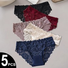 5 Pack Women's Cotton Lace Briefs Soft Stretch Breathable Panties S-XXL picture