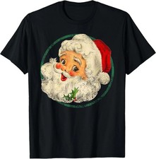 Retro Santa Claus Face Holiday T-Shirt for Vintage Christmas Cheer picture