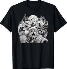Cute Christmas Holiday Selfie Cat Yeti Snowman Polar Bear T-Shirt picture
