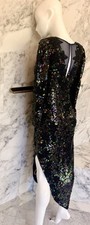Creative Creations Vintage 100% Silk Hand Beaded Sequin Maxi Dress Blue Multi M picture