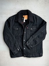 Levi's Premium Sherpa Trucker Jacket Size XL Black Denim picture