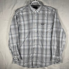 Relentless by Wrangler Mens Grey Plaid Coolmax Button Down Shirt MTB232M Large picture