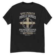 Jesus Way Maker My God Faith Christian Cross Graphic Bible Verse T-Shirt S-5XL picture
