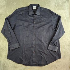 Vintage Sams Tailors Shirt Mens Black Blue Striped Flip Cuff Hand Tailored picture