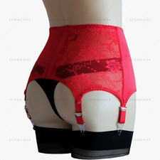 Luxallacki Classic Satin Lace Garter Belt 6 Straps Sexy Waist Girdle (3 Colors) picture