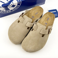Birkenstock Boston Soft Footbed Suede Leather Taupe Men's Clogs Shoes New picture