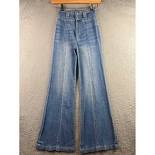 Flying Tomato Womens High Waisted Flare Jeans Medium Wash Blue Size S Retro Seam picture