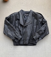 VTG Wilson’s Genuine Leather Black Bomber Jacket Thinsulate Interior Size XL picture
