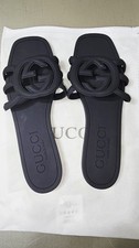 Gucci Women’s Black Rubber Slides Size 10 (GRADE A) Brand New With Box. picture