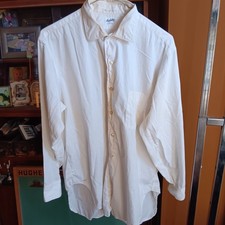 Vintage 1950's Mens Large Dress Shirt Manhattan Long Sleeve White Distress   picture
