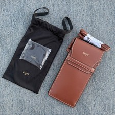 New Authentic Celine Paris Leather Eyewear Phone Crossbody Case Sunglasses Purse picture