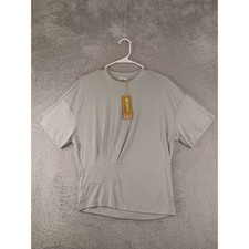 OGL Sandwashed Crewneck Tucked Tee Women L Gray NWT Modal Stretch Short Sleeve picture
