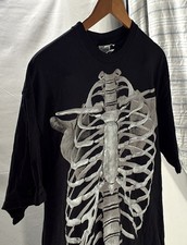 Delta Pro Weight 2000s Skeleton Rib Cage All Over Print T-Shirt Black L picture