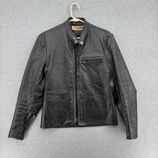 1960's Harley Davidson Vintage Black Leather Cafe Racer Motorcycle Jacket 60's picture