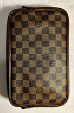 Louis Vuitton Damier Ebene Small Cosmetic Pouch Zip Brown + Auth Certificate picture