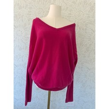 RETAIL $168 NWT Maeve Anthropologie Pink Cashmere Dolman V-Neck Sweater Large picture