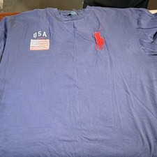 Polo by Ralph Lauren Men's 2XLT Big & Tall Blue USA Flag Logo T-Shirt SS picture