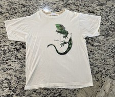 VTG Iguana Shirt Adult XL White Green Funny Pocket Graphic Print Mens picture