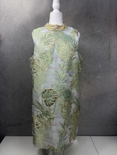 Alex Marie Metallic Tropical Palm Jacquard Shift Dress NWT sz 16 picture