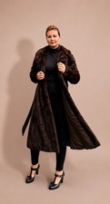 Vintage Full-Length Pieced Ranch Mink Fur Coat Massive Sweep Leather Belt Lux picture