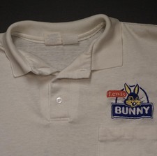 Vintage Bunny Bread Polo Shirt Mens Large White Lewis Bunny Logo USA 80s picture