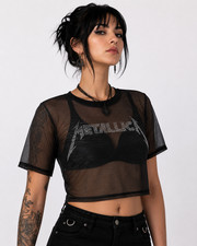 Metallica– Authentic Ladies Mesh Crop Top T-Shirt Logo Women's New Official picture