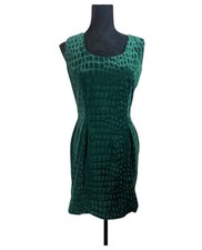 Vintage Pelicana Green Velvet Sheath Cocktail Short Dress Size L 90s Romantic picture