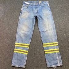 Reed FR Work Jeans Sz 36 Mens Blue Skater Reflective Tape Distressed Utility picture