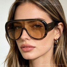 Gucci GG2164 Women Shield Sunglasses Oversized Gray Brown ‌Texture Shades picture