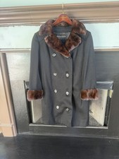 Authentic 1960s Black Swing Coat with Genuine Mahogany Mink Fur Trim picture
