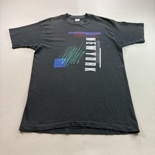 Vintage New York T-Shirt Mens Large Black Art NYC City Abstract Made in USA 90s picture