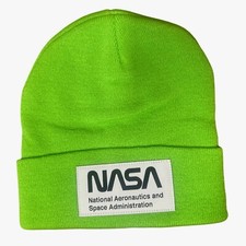NASA Adult Unisex Neon Green Beanie One Size Nasa Hat NEW picture