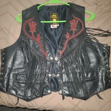 VINTAGE Black Leather *Roses* Vest  picture