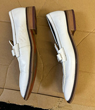 La Milano Men’s White Leather Buckle Loafers Slip-On Square Toe US 9.5 picture