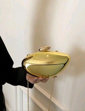 Elegant Metallic Gold Abstract Hard-Shell Acrylic Evening Clutch picture