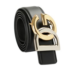 Dolce & Gabbana Unisex Black Leather Metal Buckle Belt US 34 IT 85 picture