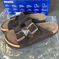 Birkenstock Arizona Brown Suede 2-Strap Buckle Cork Sandals 38 and 39 picture