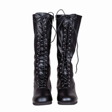 Adult Unisex Matte Black Professional Wrestling Halloween Cosplay Costume Boots picture