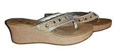 Sandals Jellypop Odessa Womens Size 9M 9 M Beige Thongs Slip Ons Wedge Heel picture