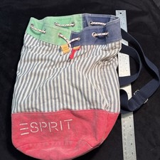 Vtg Rare 1986 ESPRIT Logo Colorful Black & White Canvas 18” knapsack Bag Cool picture