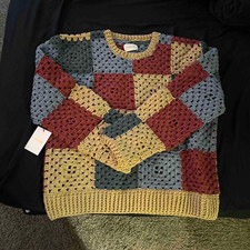AIME LEON DORE Men’s L Multicolor Crochet Colorblock Wool Knit Crewneck picture