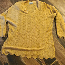 J.R. Rappers Women’s Beige Chevron Crewneck Cotton Blend Knit Pullover XL picture