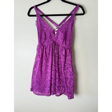 NWT Torrid Purple Lace-Up XO Front Babydoll Chemise Sleepwear | Size 00 M/L 10 picture