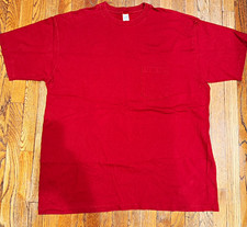 Vintage 90s GAP Pocket T-Shirt XXL Single Stitch Made in USA Red Blank Tee picture