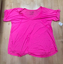 Free People Pink V-Neck Ruffle Short Sleeve T-Shirt Top Women’s XL picture