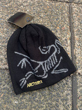 Arc'teryx Bird Head Toque Orca Black Merino Wool Knit Beanie Winter Ski Hat New picture